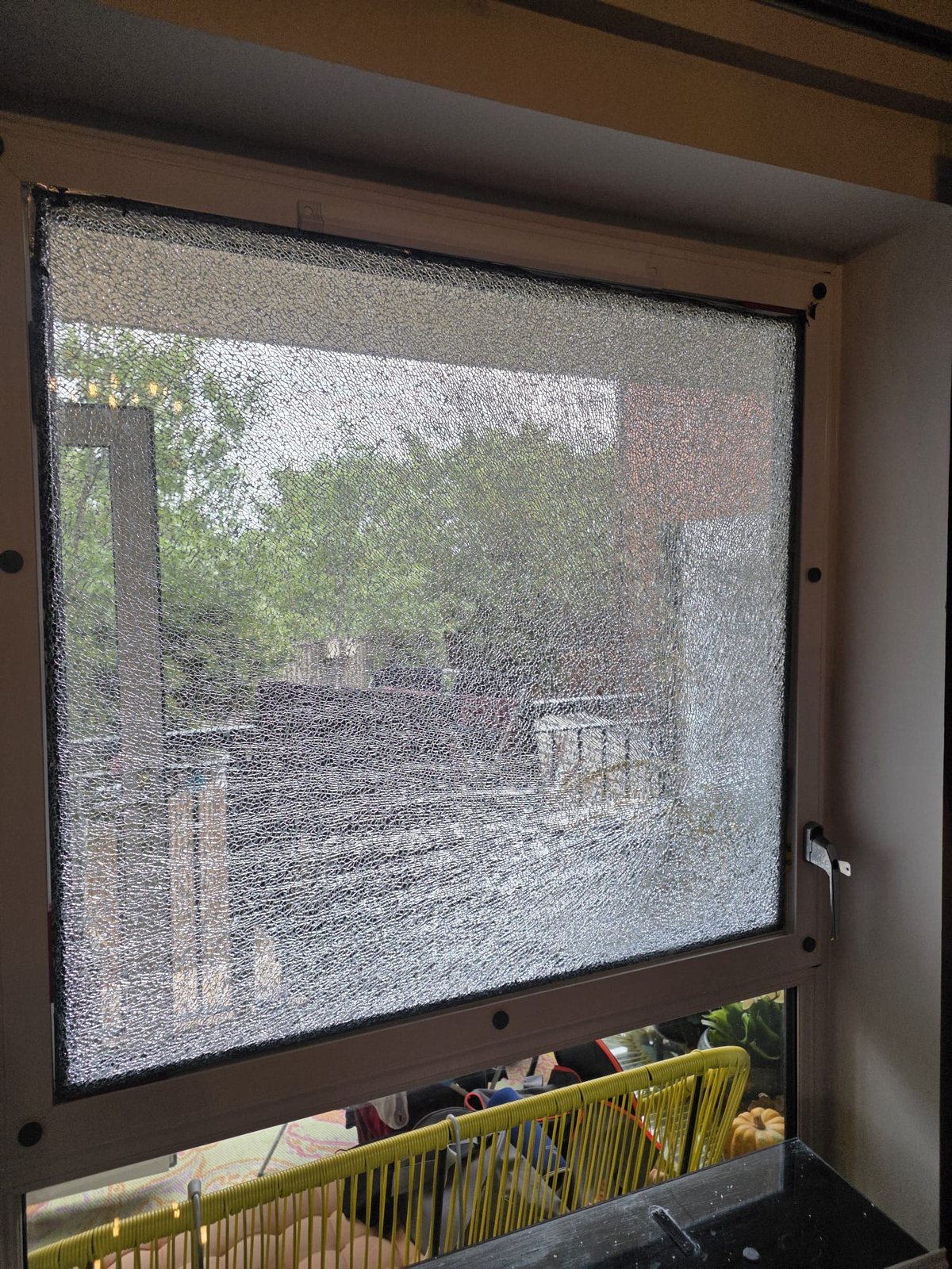 Shattered pane replaced — before, Surrey